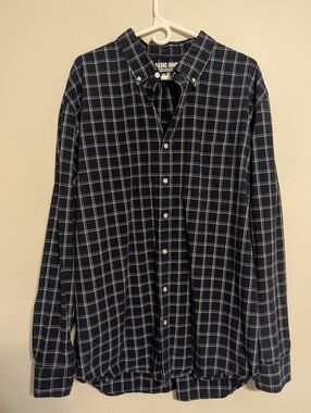 Old Navy The Classic Shirt Slim Fit Plaid Buttondown - Navy/White